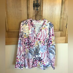 XL floral Talbots lined cotton Summer weight blouse